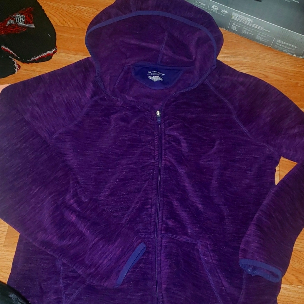 EUC TEK GEAR zip up velour feeling hooded jacket/sweater sz xl